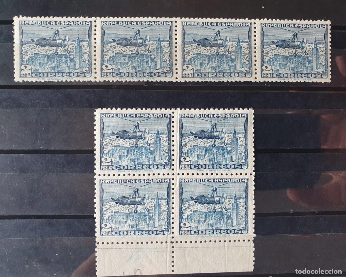 Selos: EDIFIL 769 ** BLOQUE DE 4 + TIRA DE 4 ESPA&Ntilde;A 1938