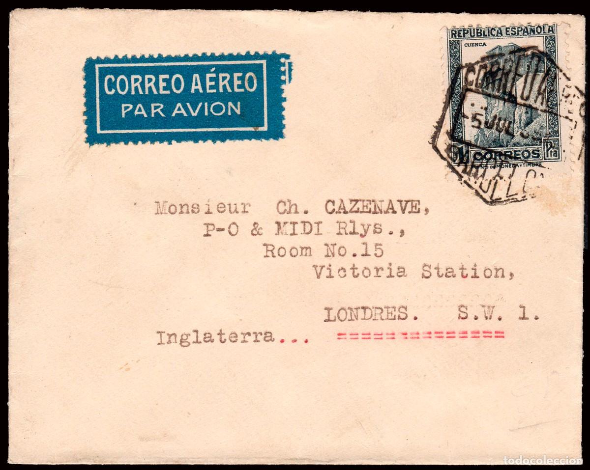 Sellos: Espa&ntilde;a - Edi o 673 - Sobre Mat &rdquo;Correo a&eacute;reo 5/Jul./35 - Barcelona&rdquo; a Londres