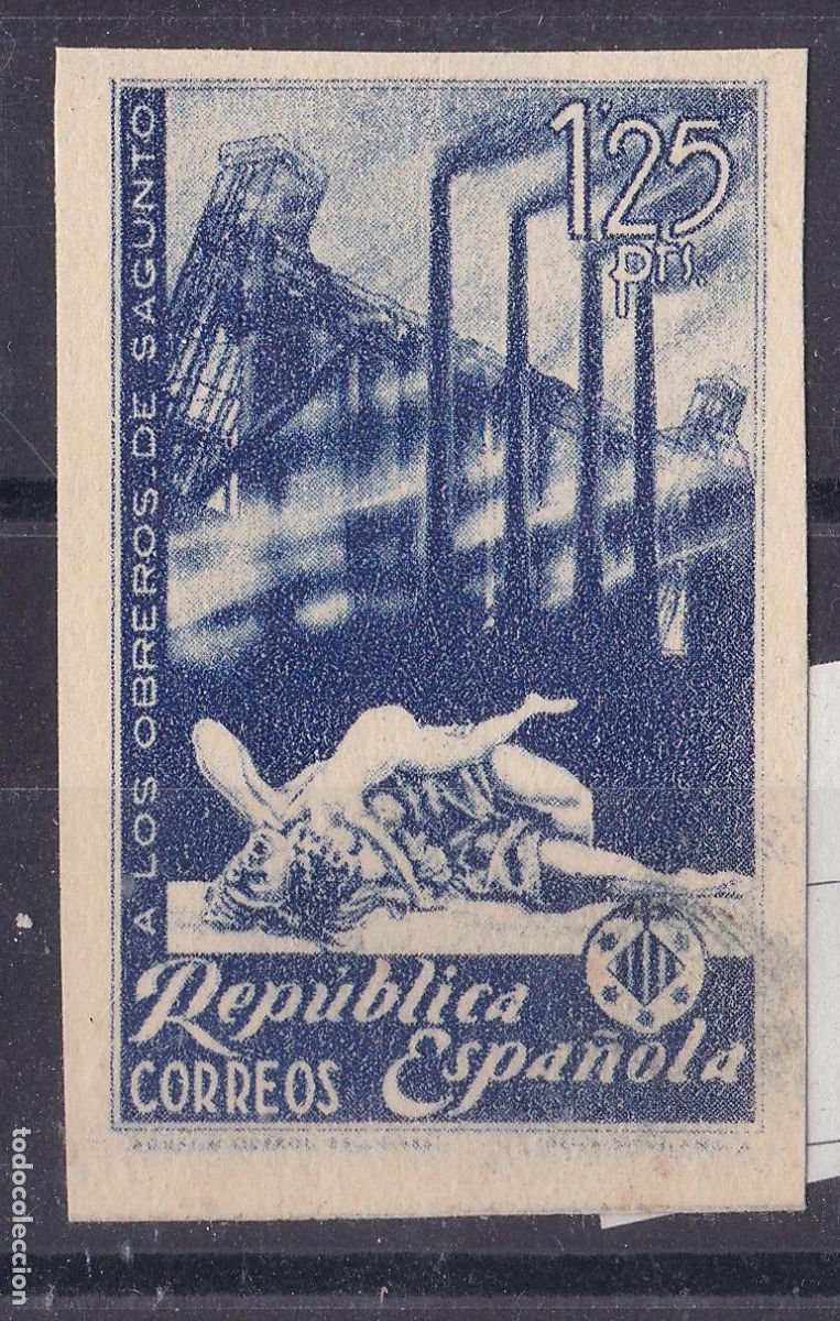 Sellos: AA4- Obreros de Sagunto . Obreros Sagunto 1.25 Ptas CAMBIO DE COLOR Edifil 774pc (*) Lujo