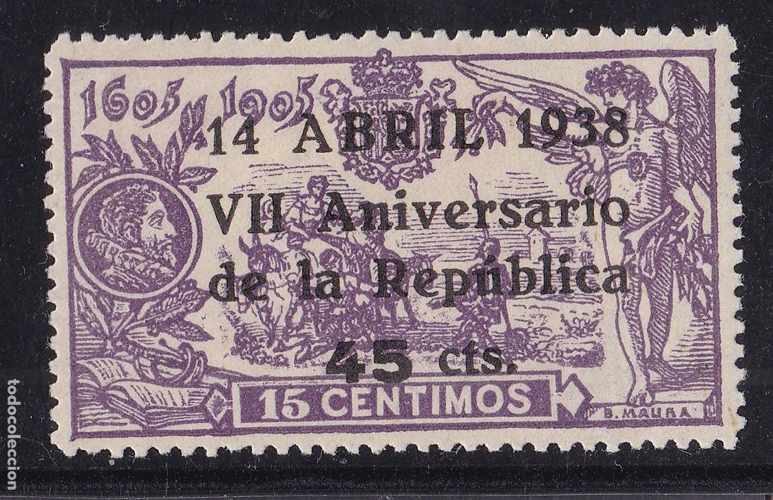 Sellos: AA6-Aniversario Rep&uacute;blica Edifil 755 *.Muy BIEN CENTRADO. Marquillado Galvez