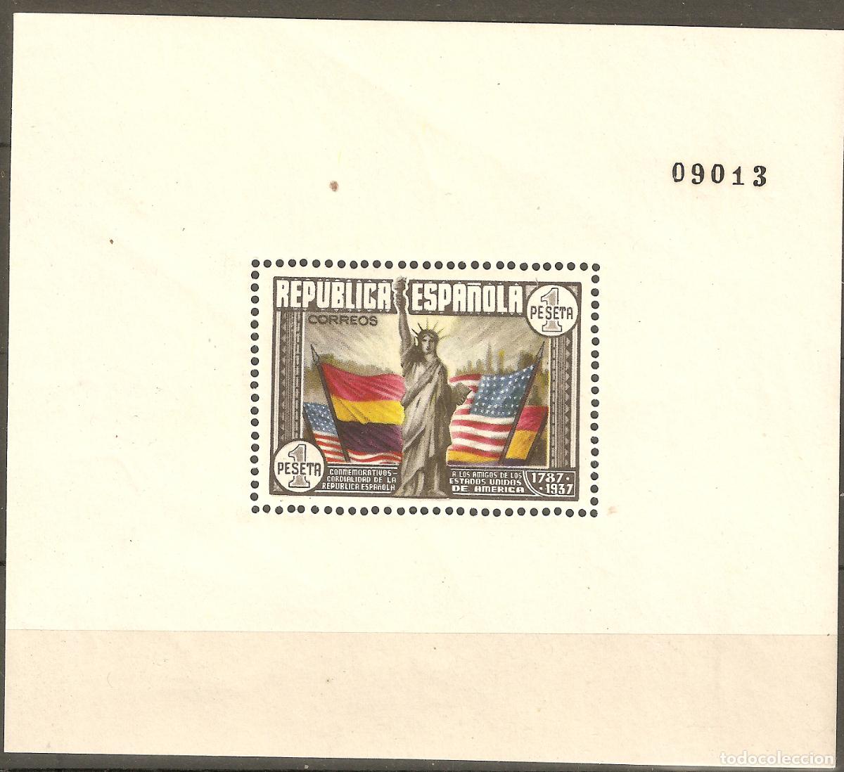 Stamps: ESPA&Ntilde;A 1938 HOJITA CONSTITUCIOIN EEUU EDIFIL 764*