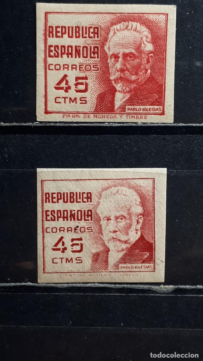 Sellos: ESPA&Ntilde;A. A&Ntilde;O 1936. *. Edifil 737. VARIEDAD DE COLOR. SIN DENTAR.