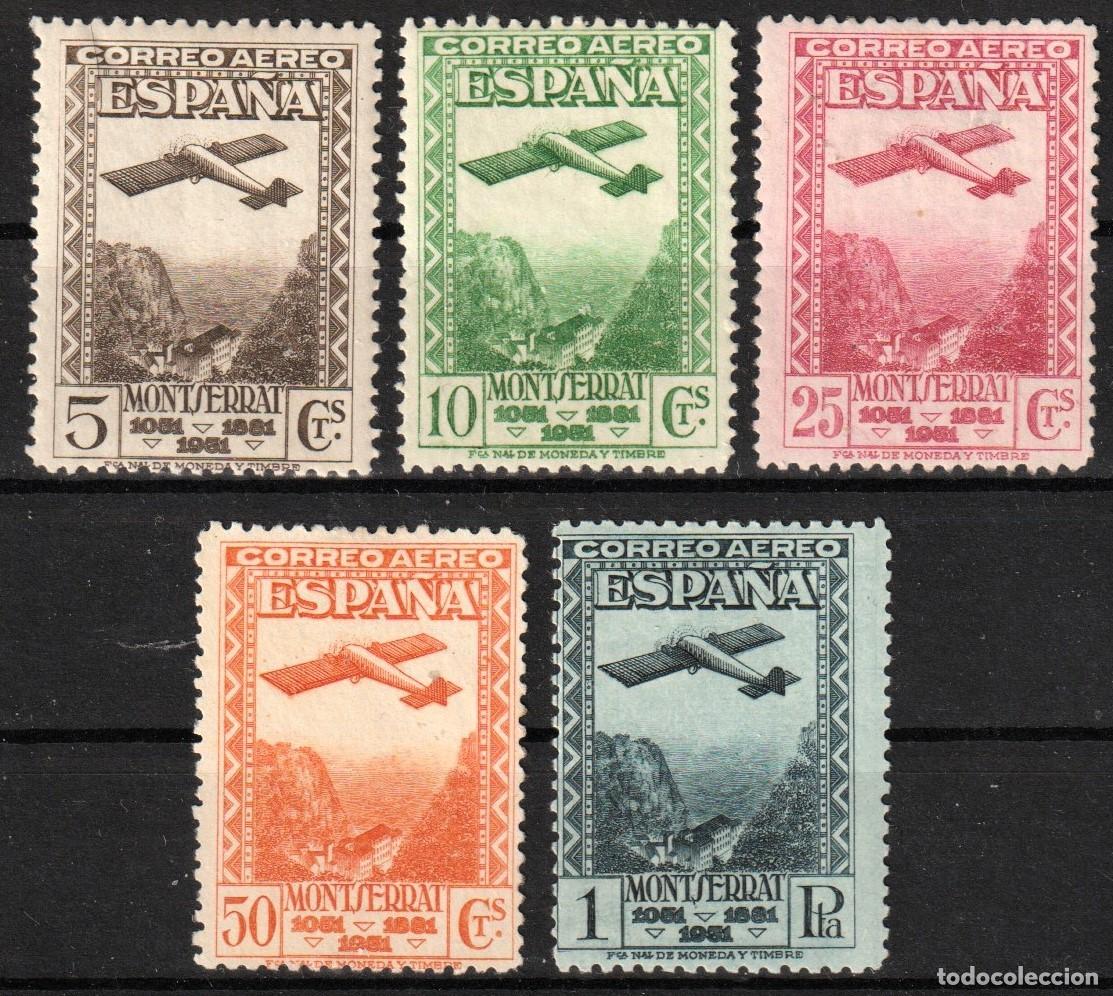Timbres: Espa&ntilde;a edf n&ordm;650/54.Completa.Sellos nuevos con fijasellos MH.Aereos.IX Centenario Monserrat.1931