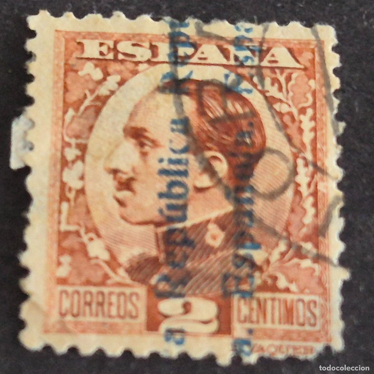 Stamps: ESPA&Ntilde;A, 1931, ALFONSO XIII, HABILITADO REP&Uacute;BLICA, EDIFIL 593, USADO, ADELGAZADO, (LOTE AR)