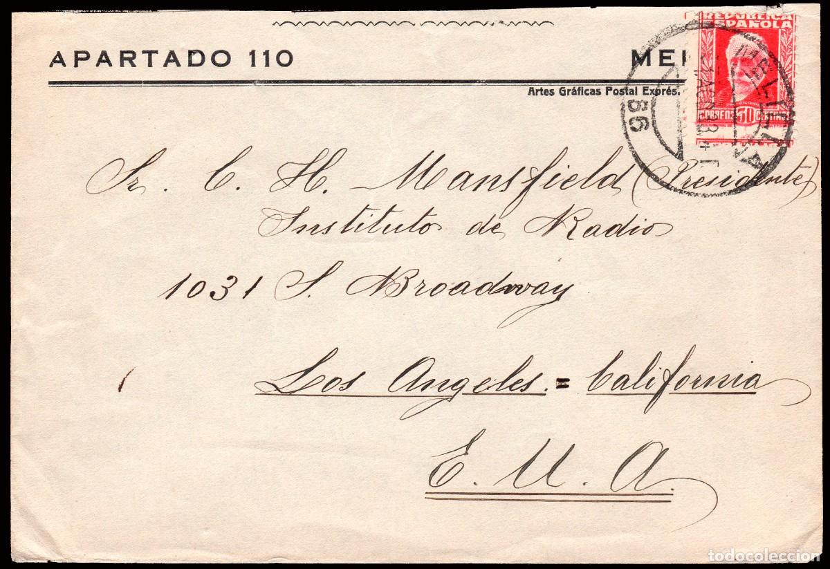Sellos: Melilla - Edi o 669 - Sobre Mat &rdquo;Melilla 01/Ag./33&rdquo; a USA