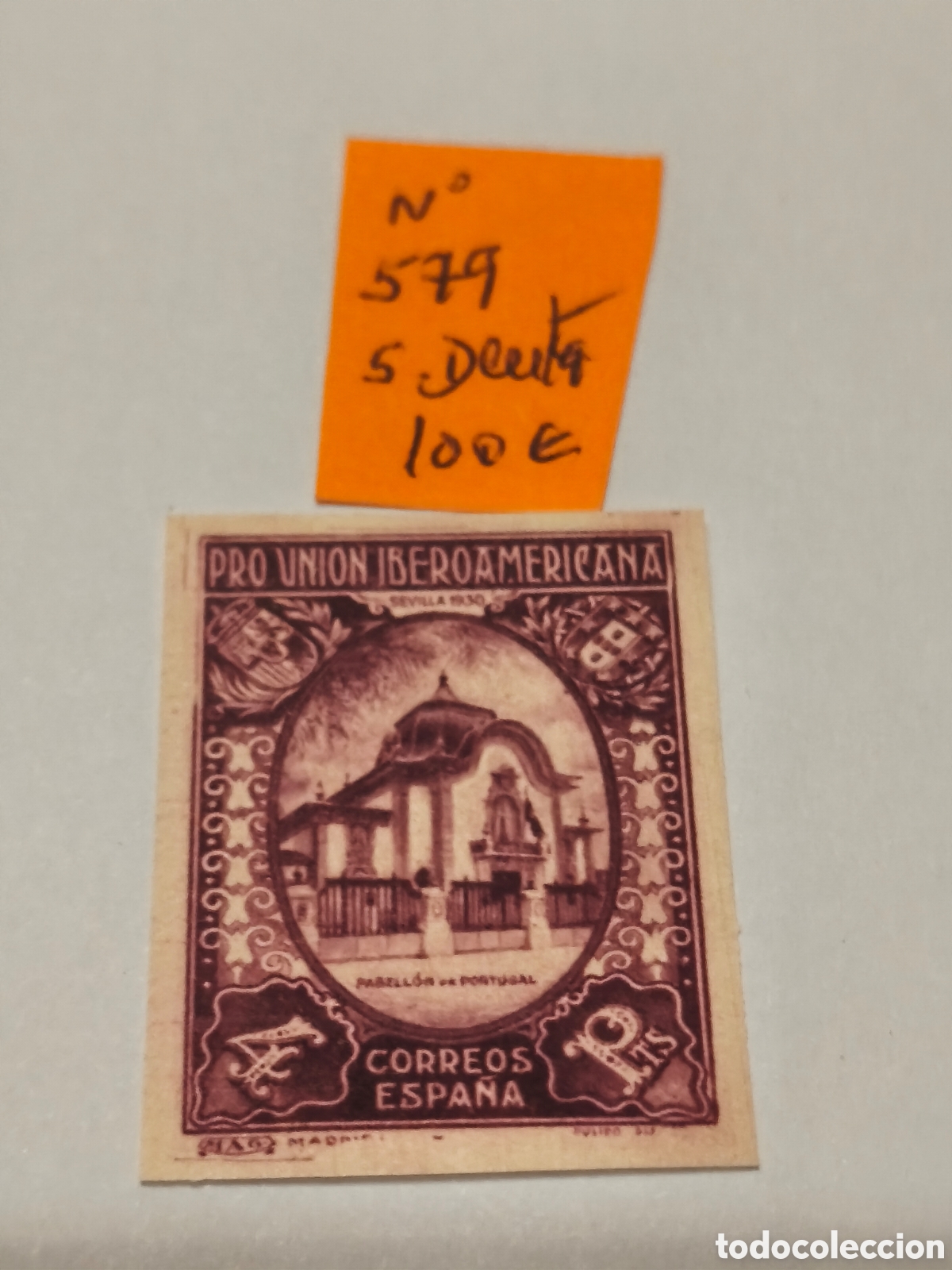 Sellos: Sello de la republica n 579A,variedad sin dentar , nuevo con goma*&rdquo; ,4 ptas granate , ver