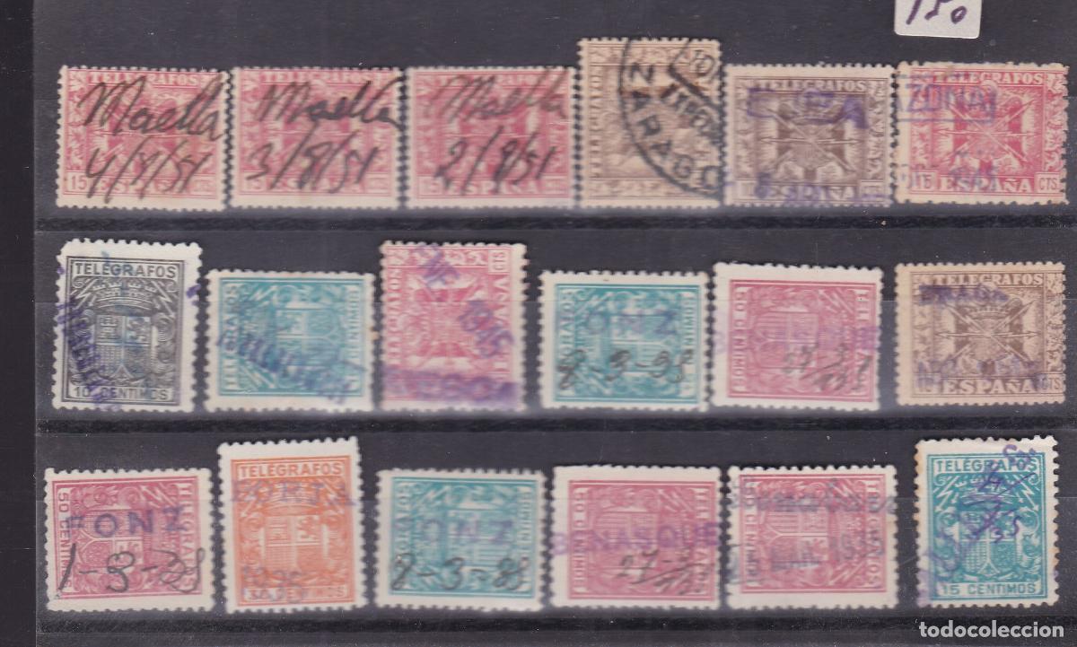 Sellos: AA41-TELEGRAFOS x 18 Sellos BONITOS Matasellos PUEBLOS ARAGON