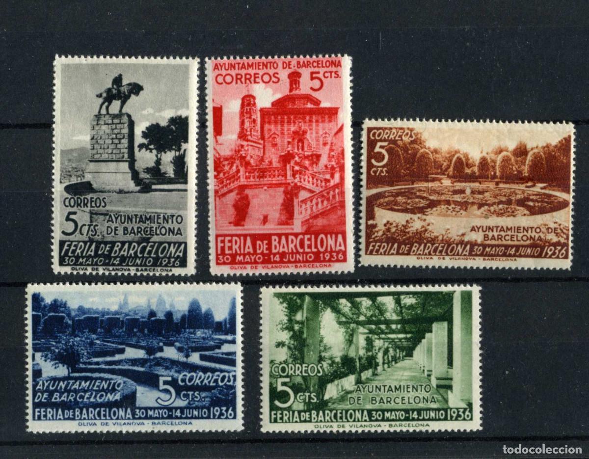 Sellos: XS- BARCELONA 1936 FERIA Serie de 5 sellos Edifil 14-18 Nuevos CON se&ntilde;al de fijasellos MH*