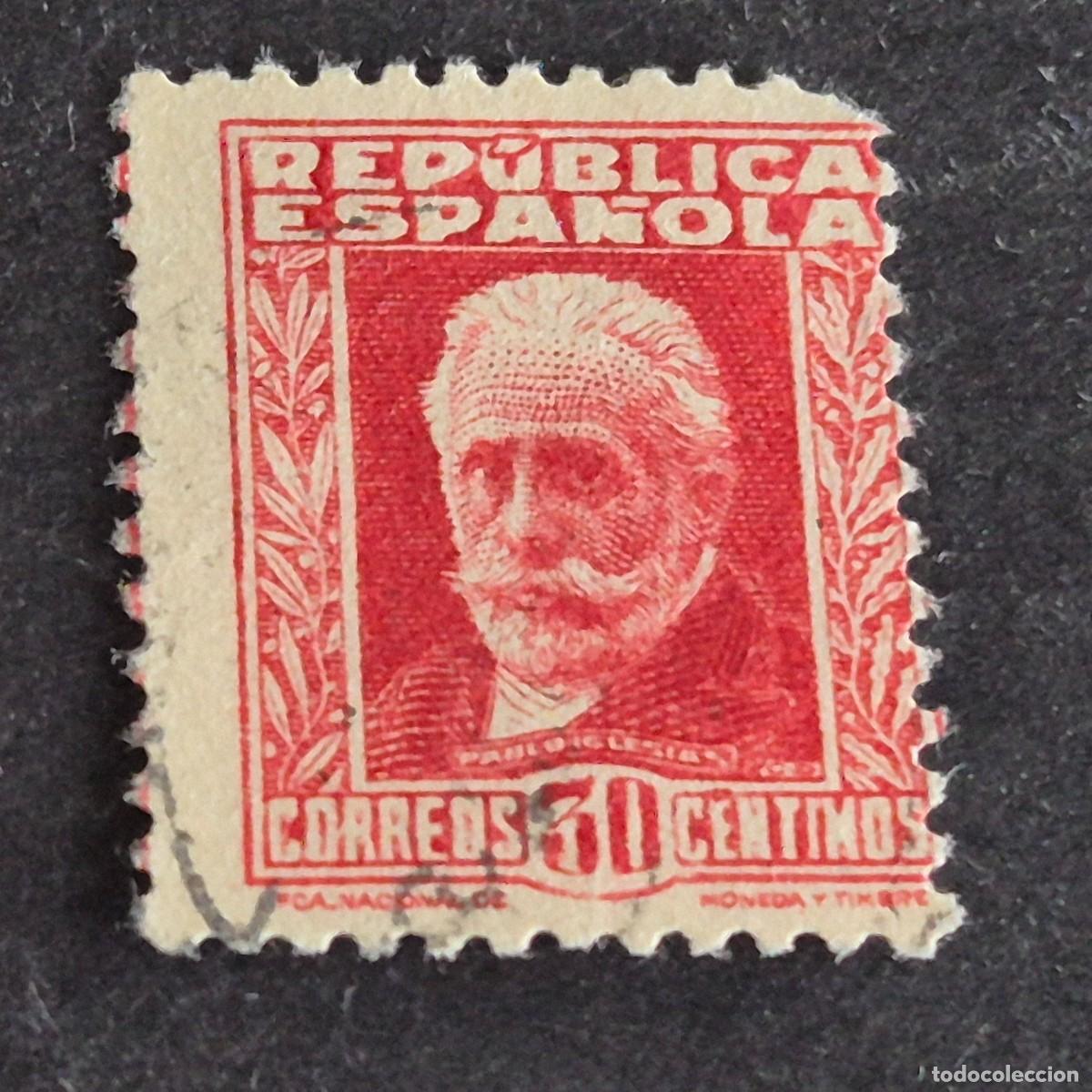 Sellos: ESPA&Ntilde;A, 1932, ESPA&Ntilde;OLES ILUSTRES, PABLO IGLESIAS POSSE, EDIFIL 669, USADO, (LOTE AR)