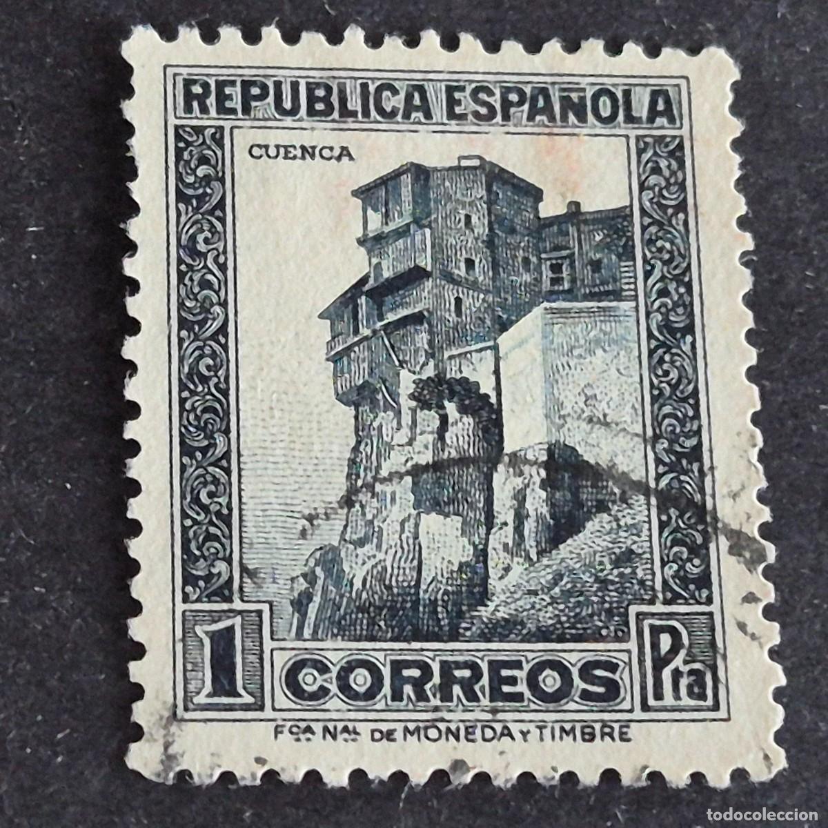 Sellos: ESPA&Ntilde;A, 1932, ESPA&Ntilde;OLES ILUSTRES, CASAS COLGADAS DE CUENCA, EDIFIL 673, USADO, (LOTE AR)