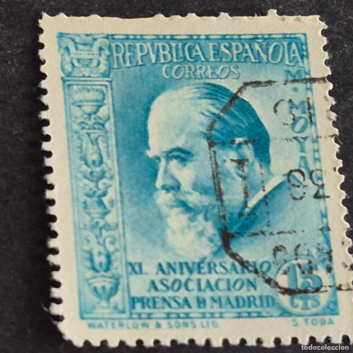 Sellos: ESPA&Ntilde;A, 1936, ASOCIACI&Oacute;N PRENSA MADRID, MIGUEL MOYA OJANGUREN, EDIFIL 699, USADO, (LOTE AR)