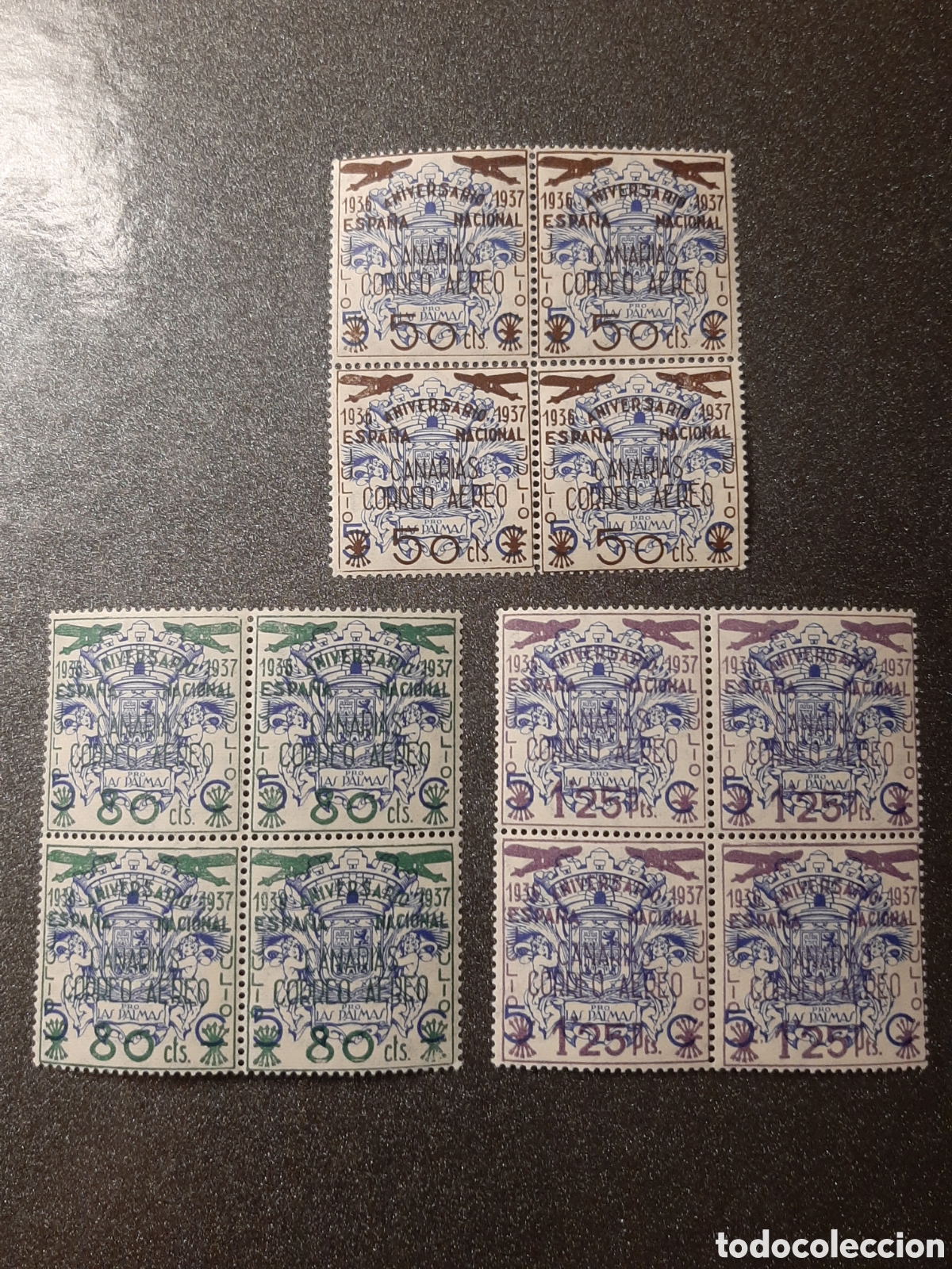 Sellos: Canarias. Edifil 31/33. A&ntilde;o 1937.