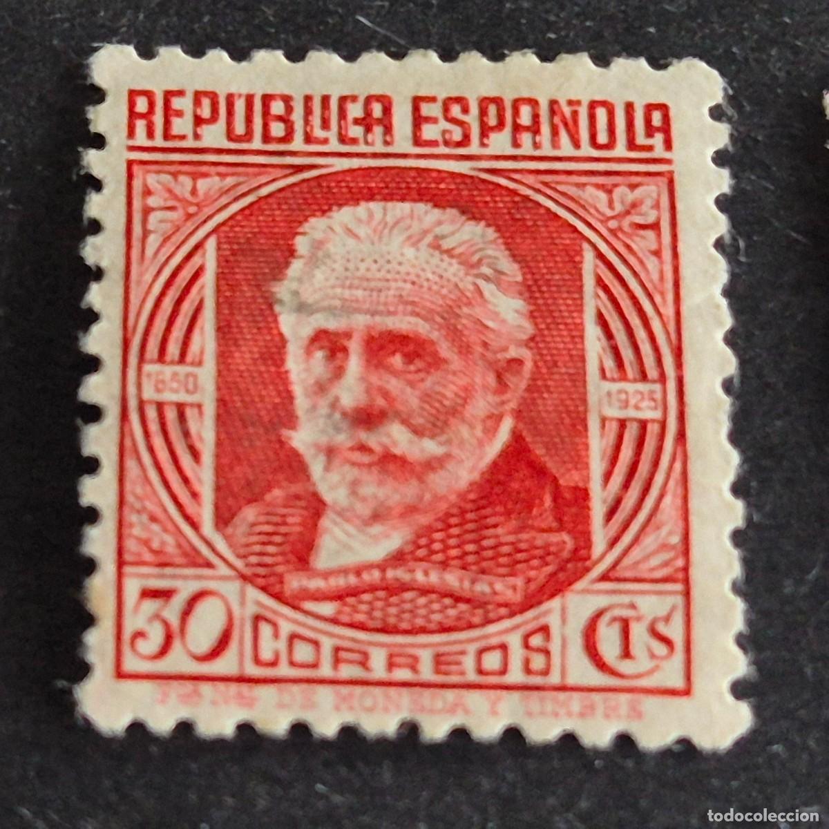 Sellos: ESPA&Ntilde;A, 1936, ESPA&Ntilde;OLES ILUSTRES, PABLO IGLESIAS, EDIFIL 734*, NUEVO, GOMA, FIJASELLO, (LOTE AR)
