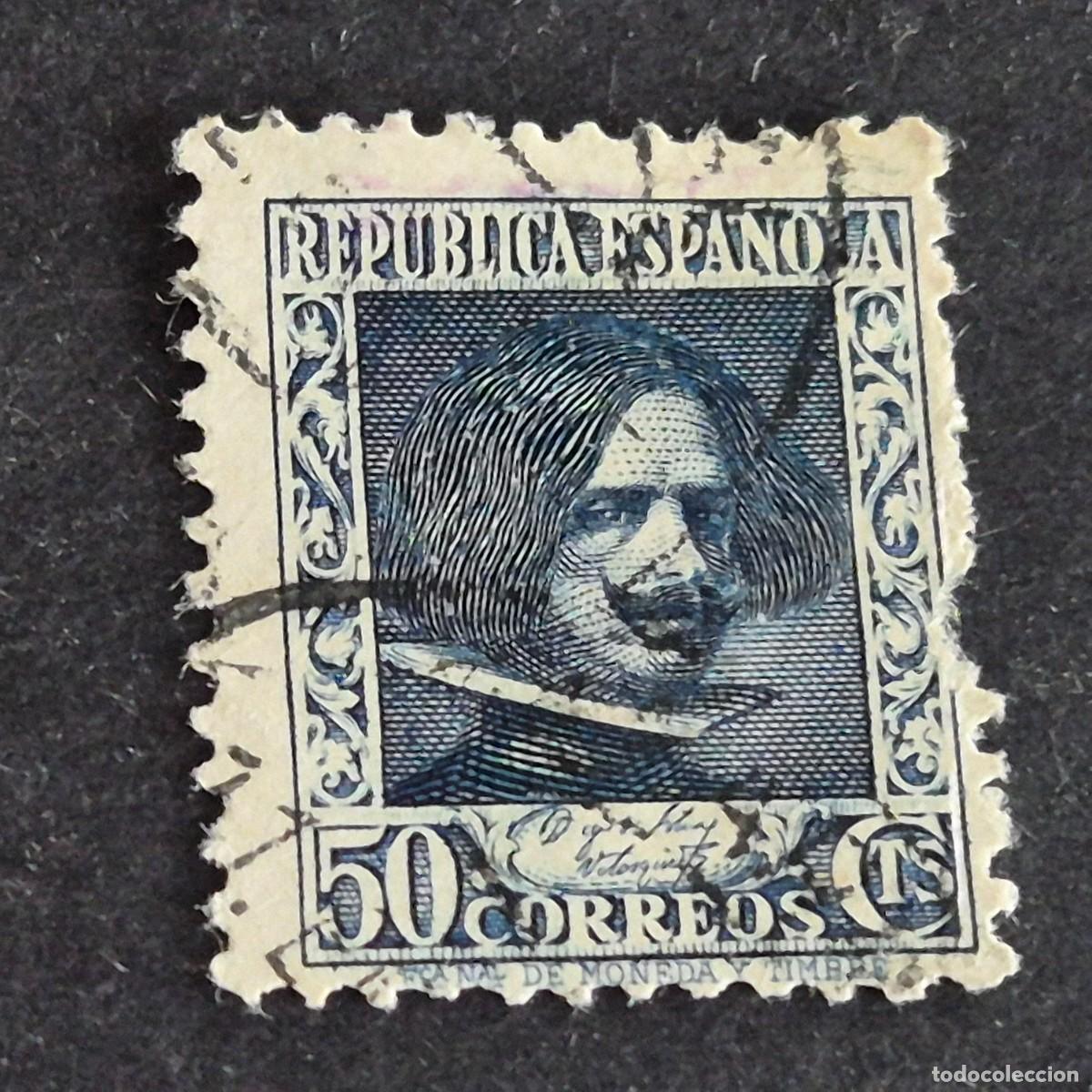 Sellos: ESPA&Ntilde;A, 1936, ESPA&Ntilde;OLES ILUSTRES, DIEGO VEL&Aacute;ZQUEZ, EDIFIL 738, USADO, (LOTE AR)