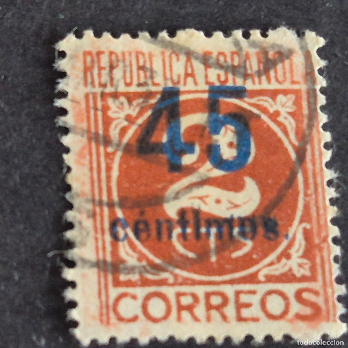 Sellos: ESPA&Ntilde;A, 1938, CIFRA HABILITADO, EDIFIL 744, USASO, (LOTE AR)