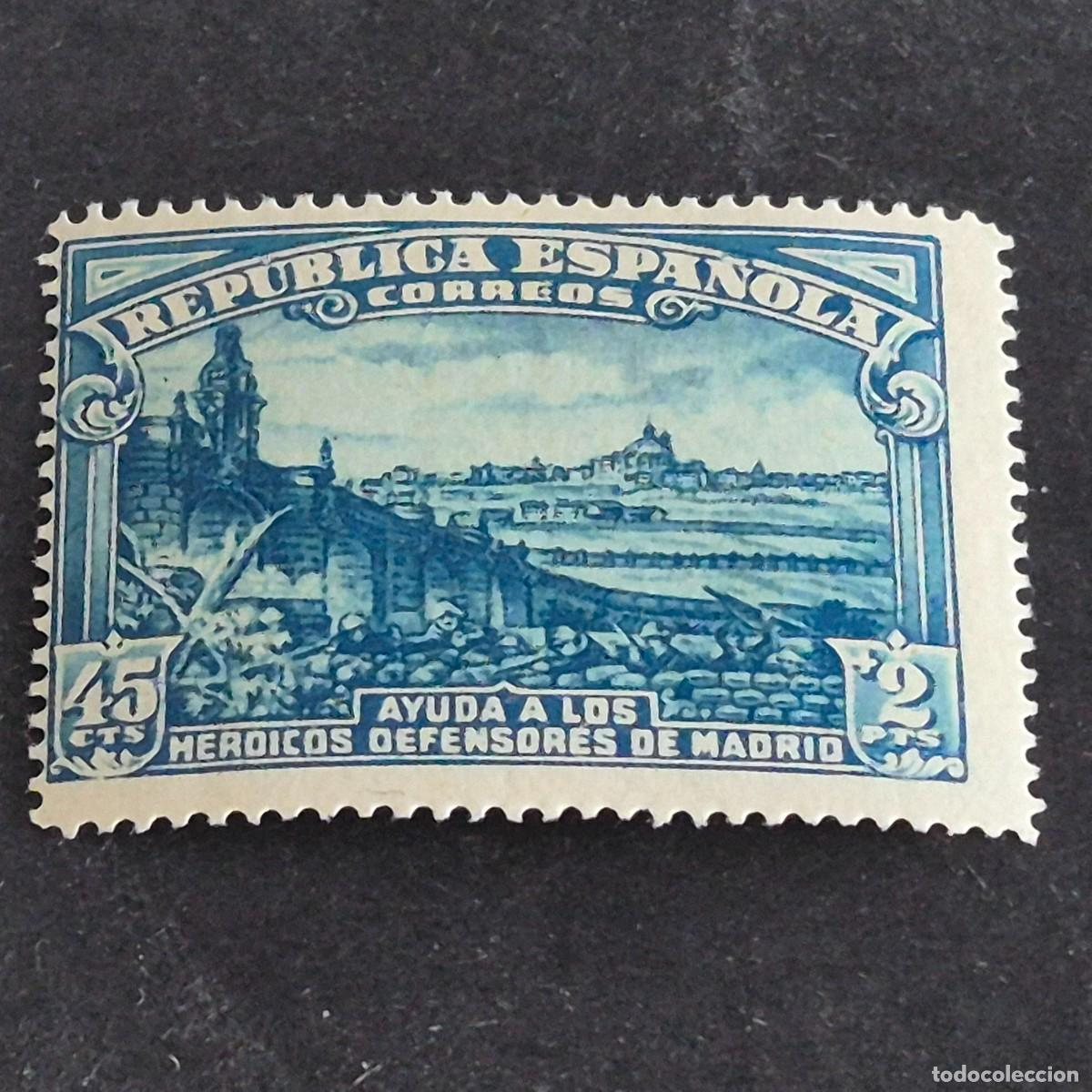 Sellos: ESPA&Ntilde;A, 1938, DEFENSA DE MADRID, EDIFIL 757*, NUEVO, GOMA, FIJASELLO, (LOTE AR)