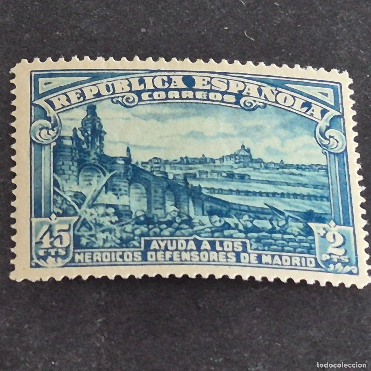 Sellos: ESPA&Ntilde;A, 1938, DEFENSA DE MADRID, EDIFIL 757*, NUEVO, GOMA, FIJASELLO, (LOTE AR)
