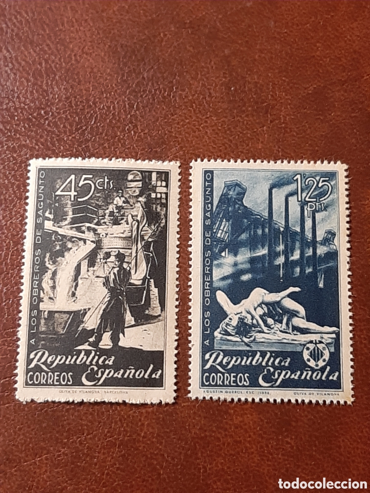 Sellos: Homenaje Obreros de Sagunto. Edifil 773/774. A&ntilde;o 1938.
