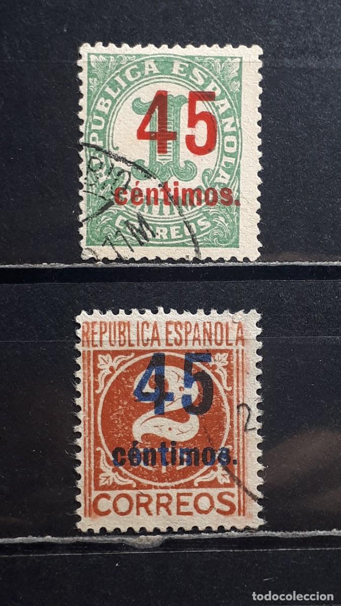 Sellos: ESPA&Ntilde;A. A&Ntilde;O 1938. &deg;. Edifil 742, 744