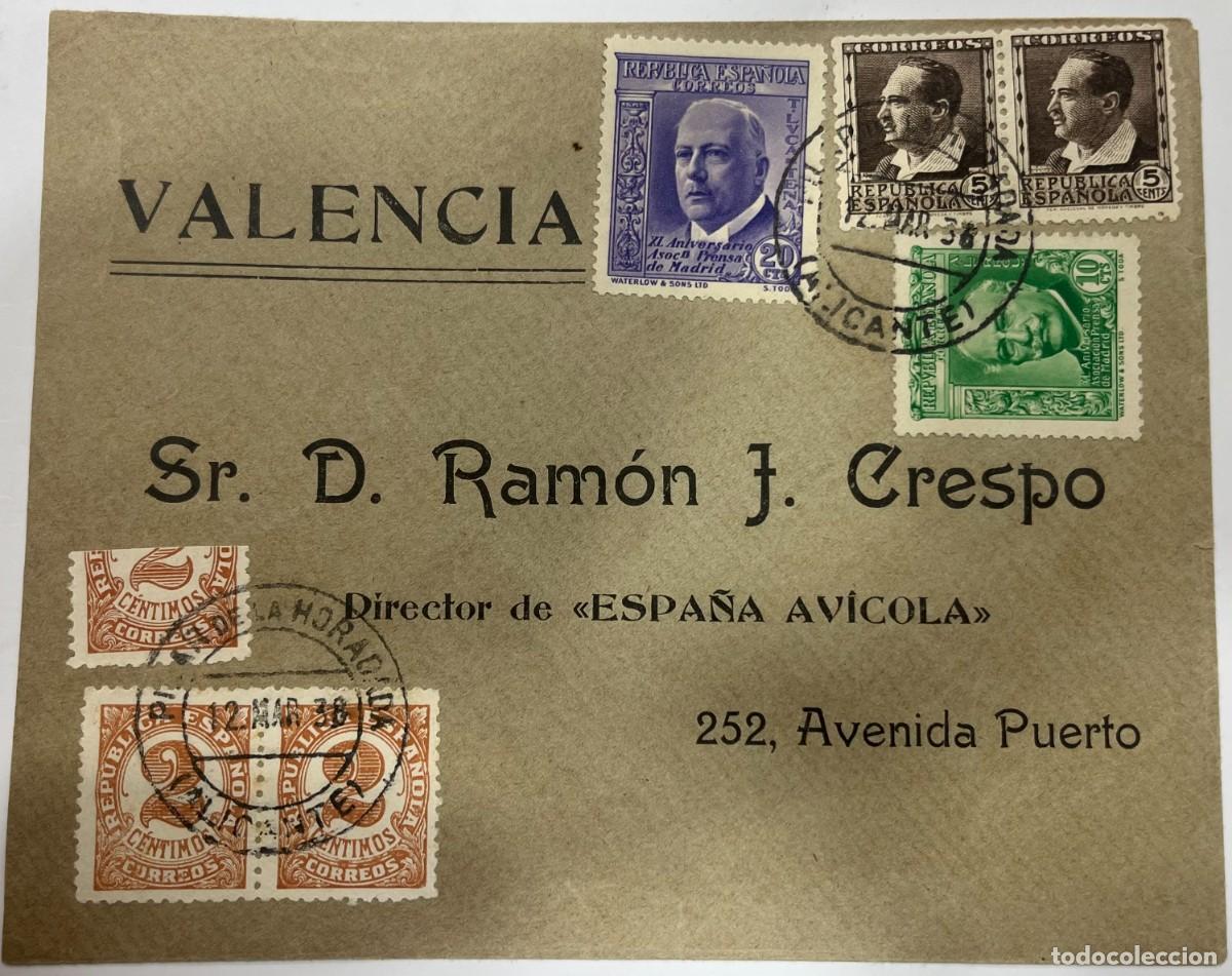 Sellos: 1936 , PILAR DE HORADADA (ALICANTE) A VALENCIA