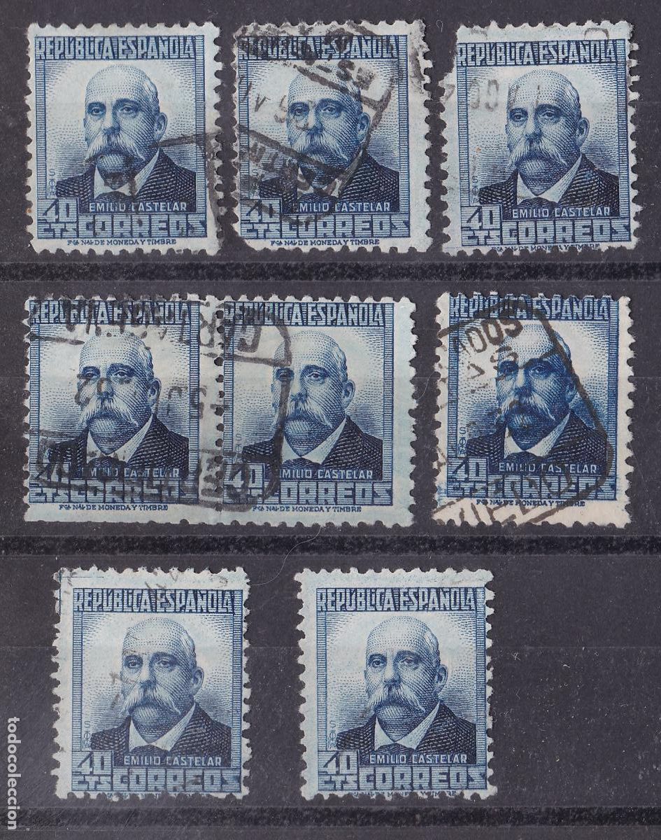 Sellos: FC291- Rep&uacute;blica Emilio Castelar Con Cifra Edifil 660 x 8 Sellos Usados. 80 euros