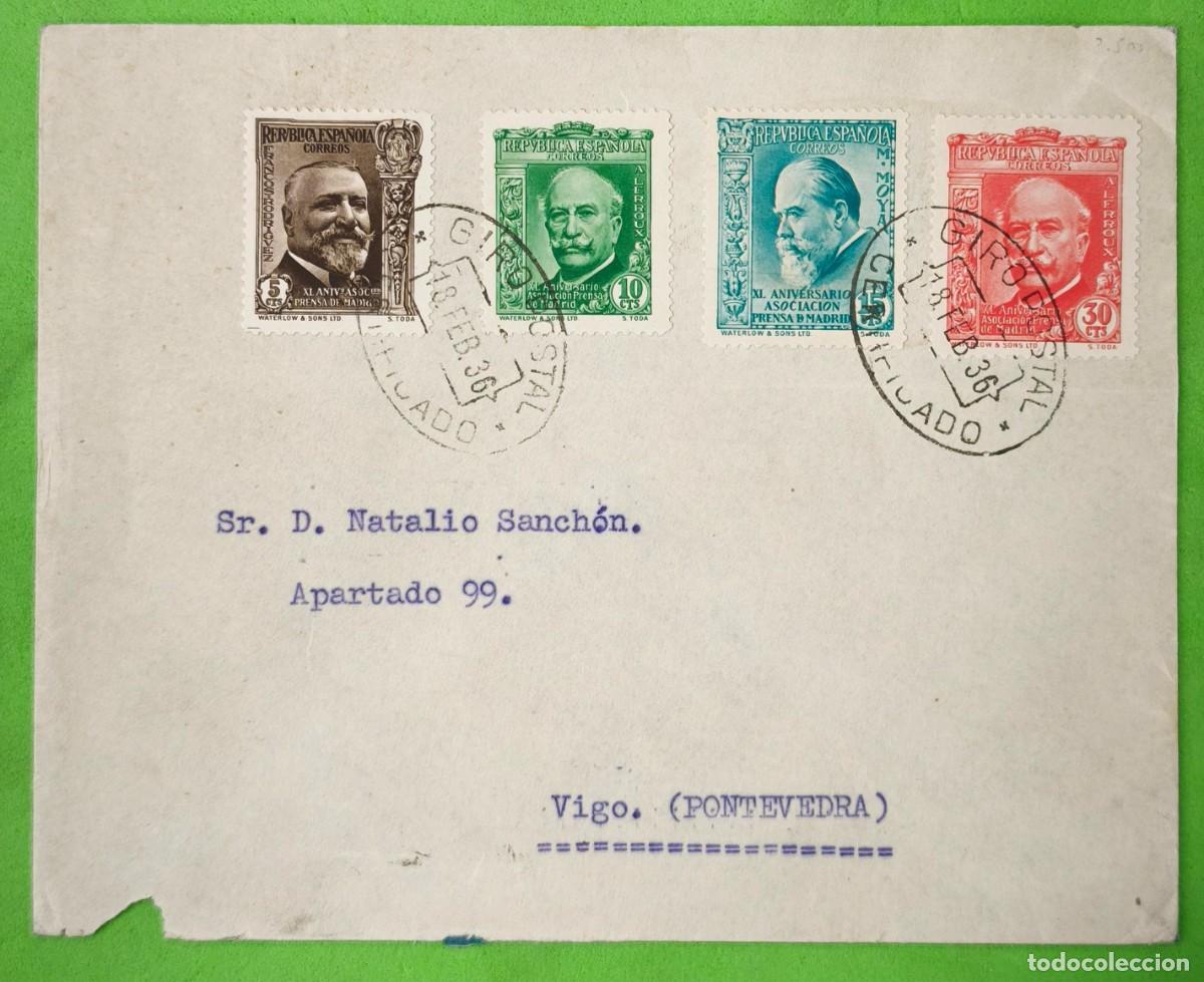 Sellos: 1936.- PAMPLONA / VIGO (PONTEVEDRA ). EDIFIL 697/99 + 702