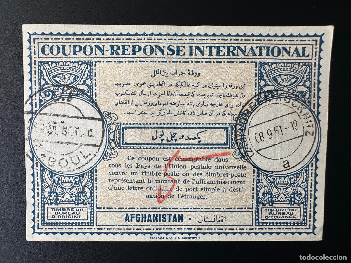Sellos: Afganist&aacute;n Kabul Alemania 08/09/1951 UPU Uni&oacute;n Postal Universal CRI IRC
