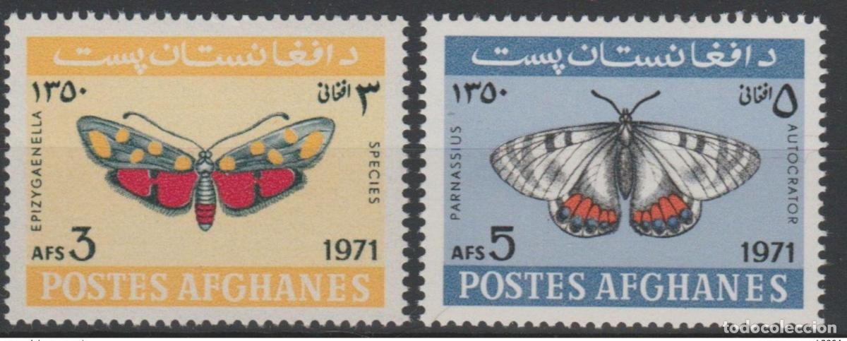 Sellos: Afganist&aacute;n 1971 Mi. 1097-1098 Butterflies 2 val. MNH** Fauna e insectos
