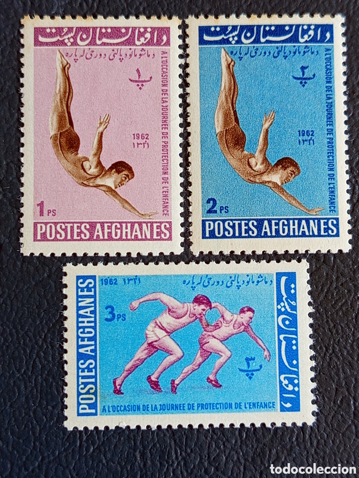 Sellos: Lote 3 Sellos Afganist&aacute;n 1962 Protecci&oacute;n de la Infancia Yvert 594/96 MNH.