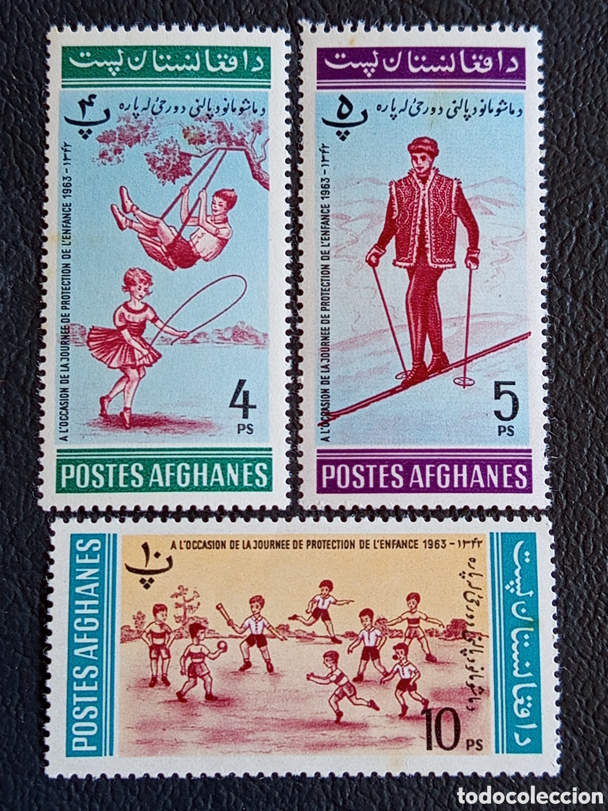 Sellos: Lote 3 Sellos Afganist&aacute;n 1963 Protecci&oacute;n de la Infancia Yvert 640/42 MNH.