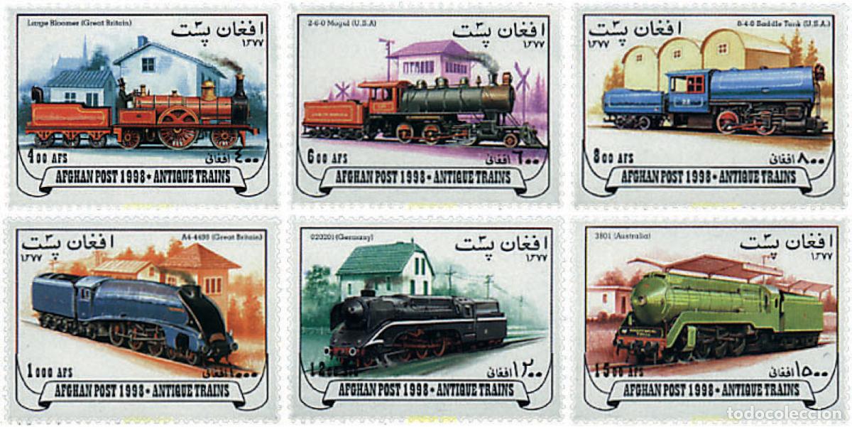 Briefmarken: 60405 MNH AFGANISTAN 1998 LOCOMOTORAS DE VAPOR ANTIGUAS