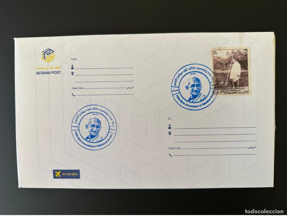 Sellos: Afganist&aacute;n 2019 Mi.? FDC: 150 aniversario del nacimiento de Mohandas Mahatma Gandhi (India)