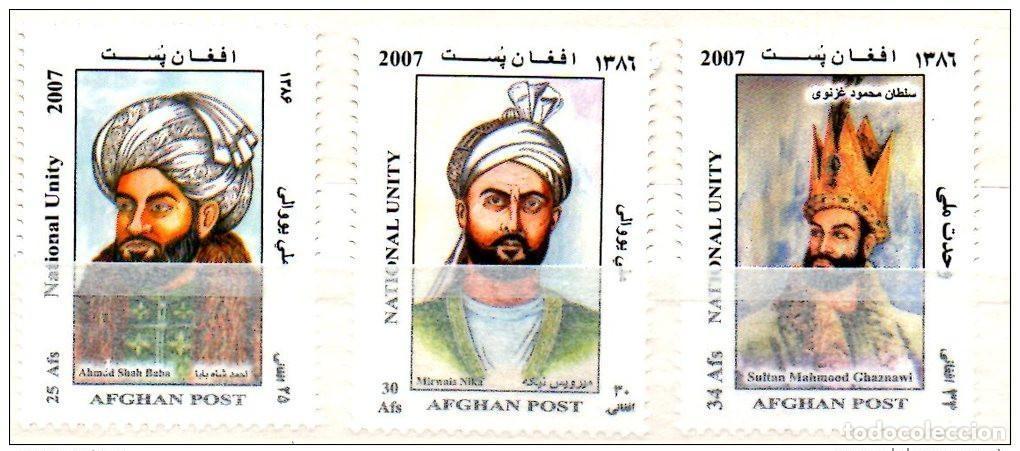 Sellos: Afganist&aacute;n 2007 Mayo 2047 - 2049 Unidad Nacional Ahmad Shah Baba Mirwais Sultan