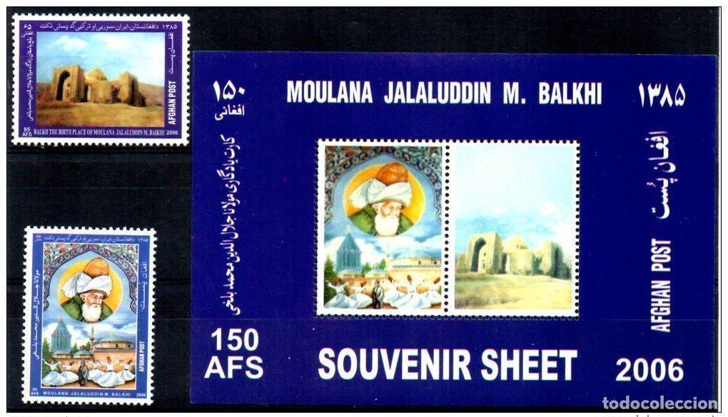 Sellos: Afganist&aacute;n 2006 Moulana Jalaluddin M. Balkhi Religion 2 sellos y 1 hoja