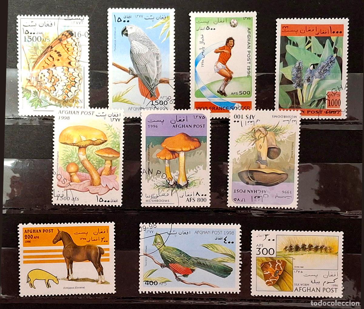 Francobolli: 8 sellos de Afganist&aacute;n - Fauna, aves y flores