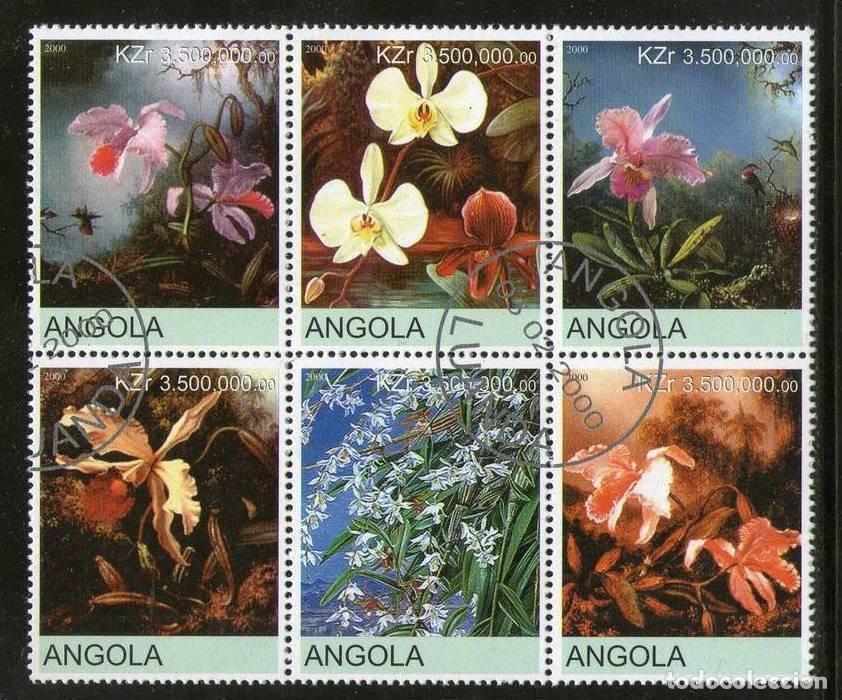 Sellos: ANGOLA 2000 SHEET USED MNH ORCHIDS ORCHIDEES ORQUIDEAS ORCHIDEEN ORCHIDEE FLORES FLOWERS FLEURS