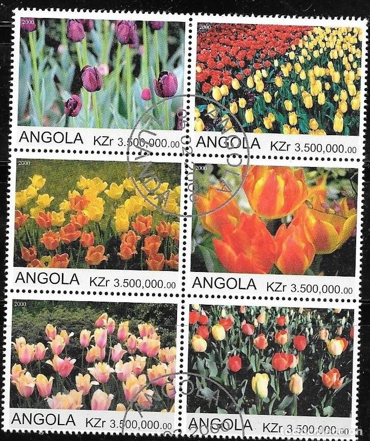 Sellos: ANGOLA 2000 SHEET USED MNH FLORES FLOWERS FLEURS FIORI BLUMEN