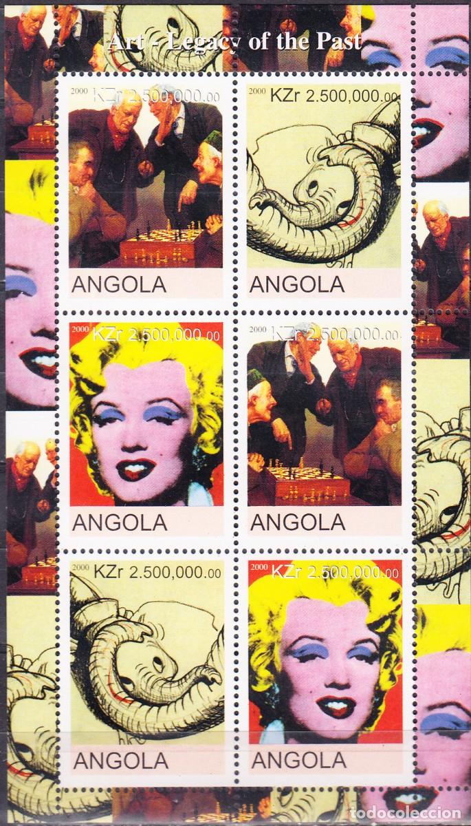 Francobolli: ANGOLA 2000 SHEET MNH LEGADO ARTISTICO DEL PASADO AJEDREZ CHESS ECHECS SCHACH MARILYN MONROE JUMBO