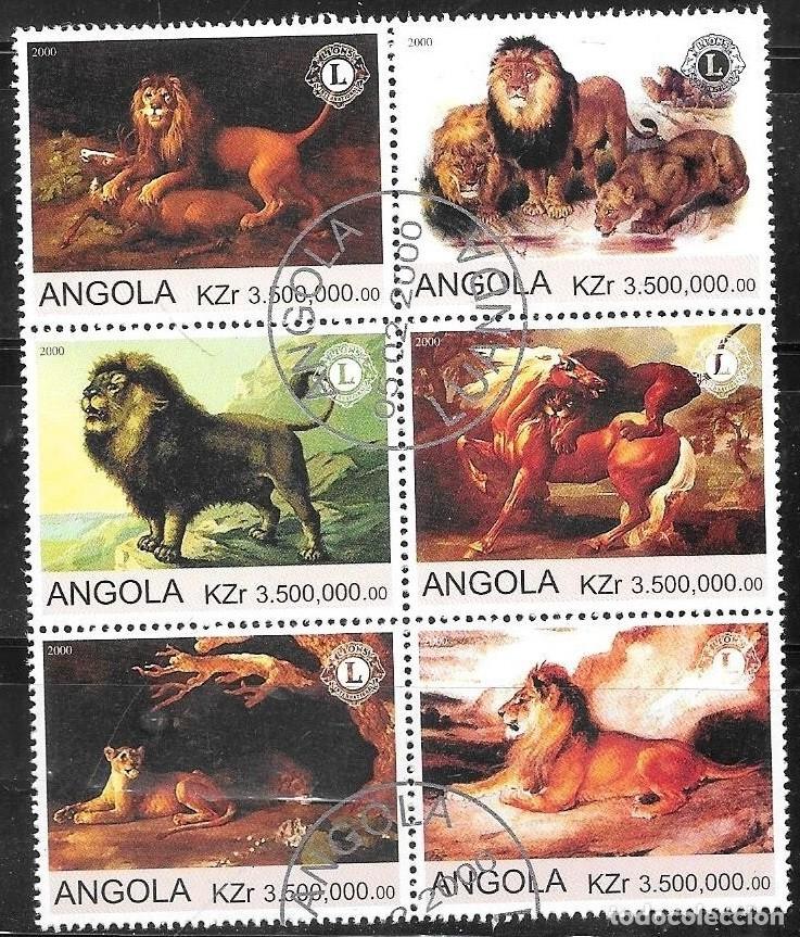 Timbres: ANGOLA 2000 SHEET USED MNH FAUNA MAMIFEROS LIONS LEONES LEONI LOWEN FELINOS FELINES WILDLIFE
