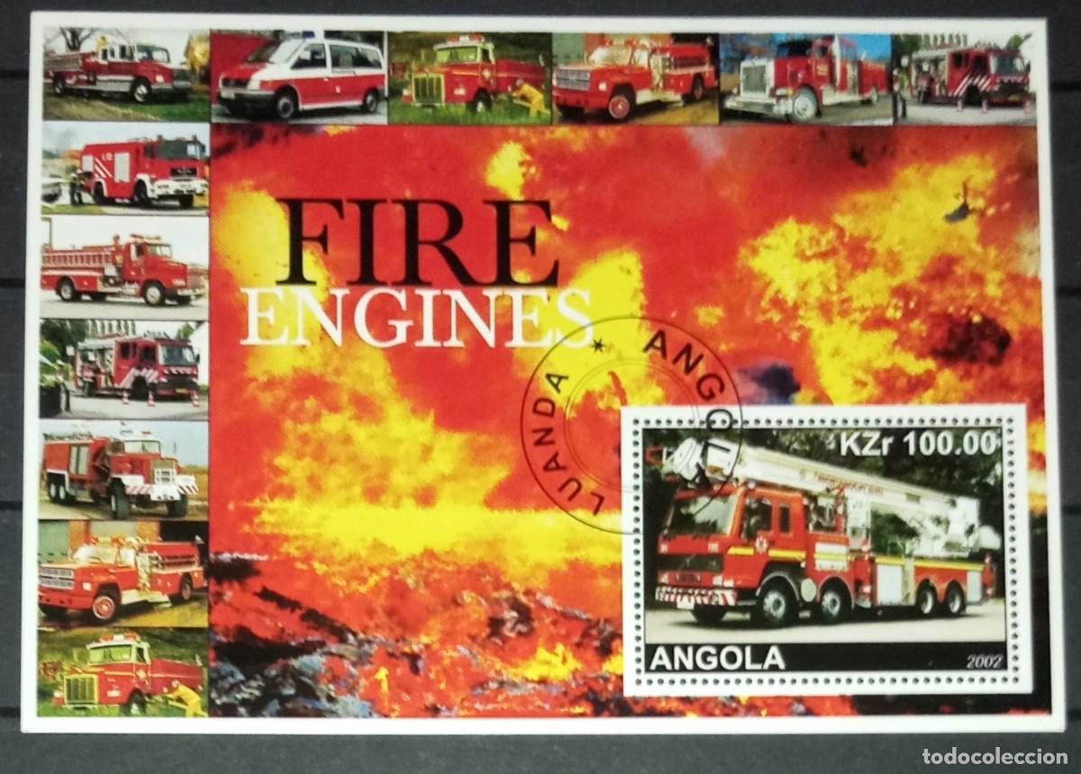 Selos: ANGOLA 2002 SHEET MNH USED BOMBEROS POMPIERS FIRE ENGINES FIRE TRUCKS POMPIERI FEUERWEHRLEUTE