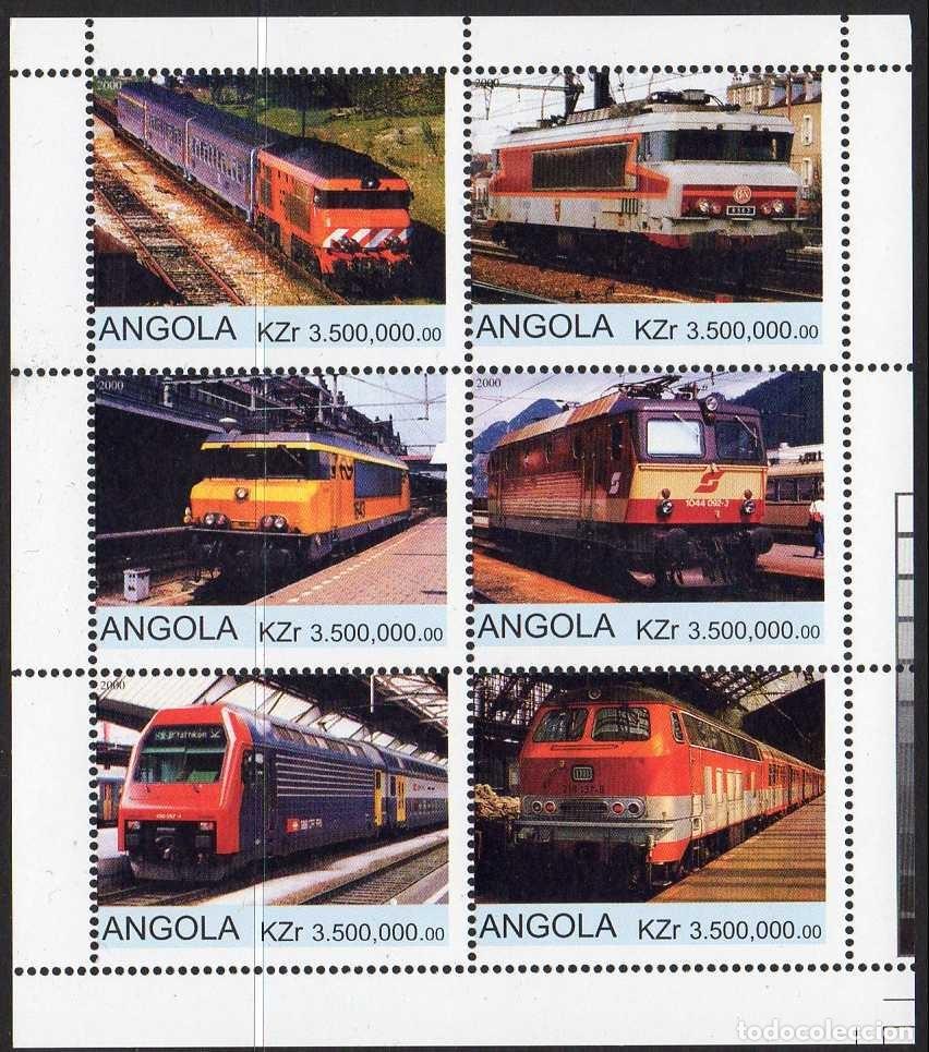 Sellos: ANGOLA 2000 SHEET MNH TRENES TRAINS TRENI ZUGE COMBOIOS