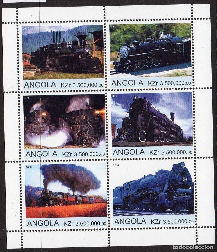 Sellos: ANGOLA 2000 SHEET MNH TRENES STEAM TRAINS TRENI COMBOIOS LOCOMOTORAS LOCOMOTIVES LOKOMOTIVEN