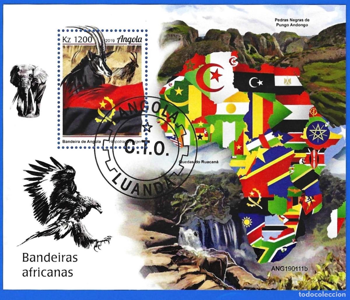 Sellos: Angola 2019 - Mi BL 198 - YT BF 188 - Banderas de los paises de Africa