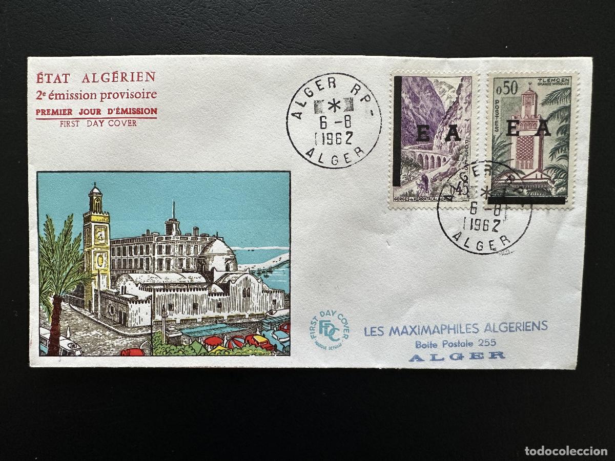 Sellos: Argelia 1962 YT 361 362 FDC Gargantas Kerrata Tlemcen Mezquita EA Argel