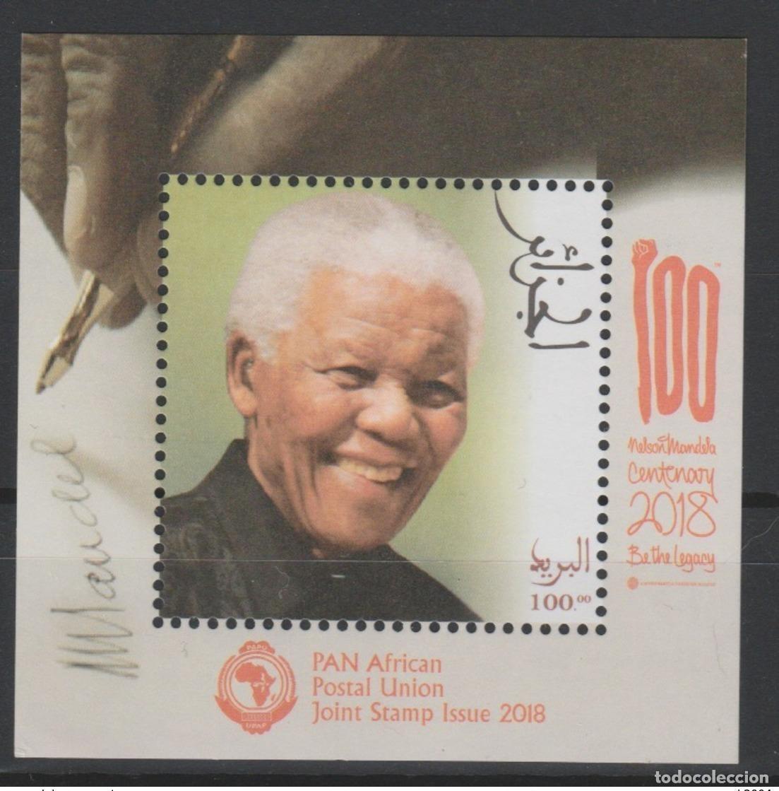Sellos: Argelia 2018 Mi.? Edici&oacute;n conjunta S/S El correo panafricano Nelson Mandela cumple 100 a&ntilde;os