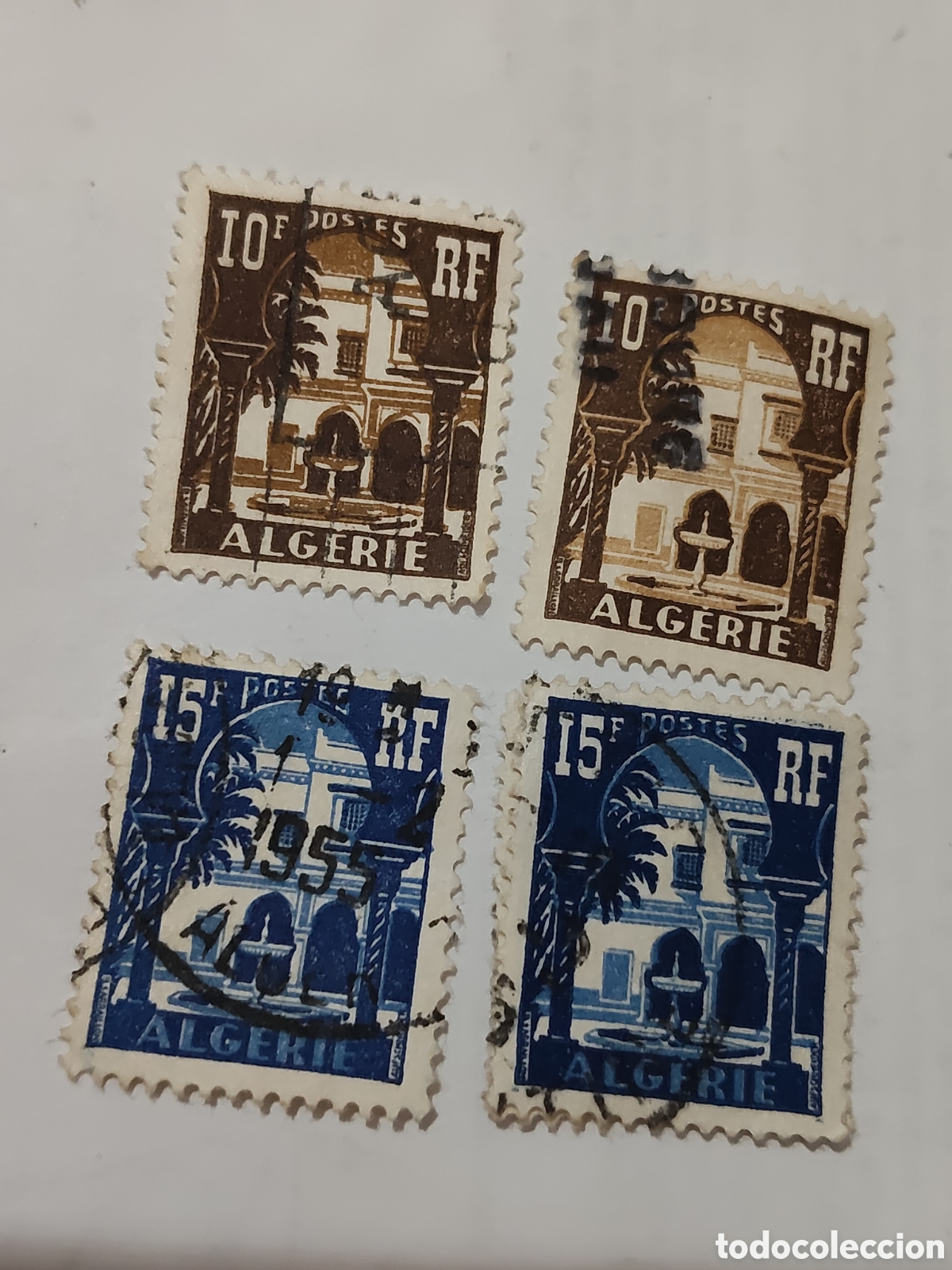 Sellos: 4 Sellos de Argelia Patio del museo Bardo 1954 usados