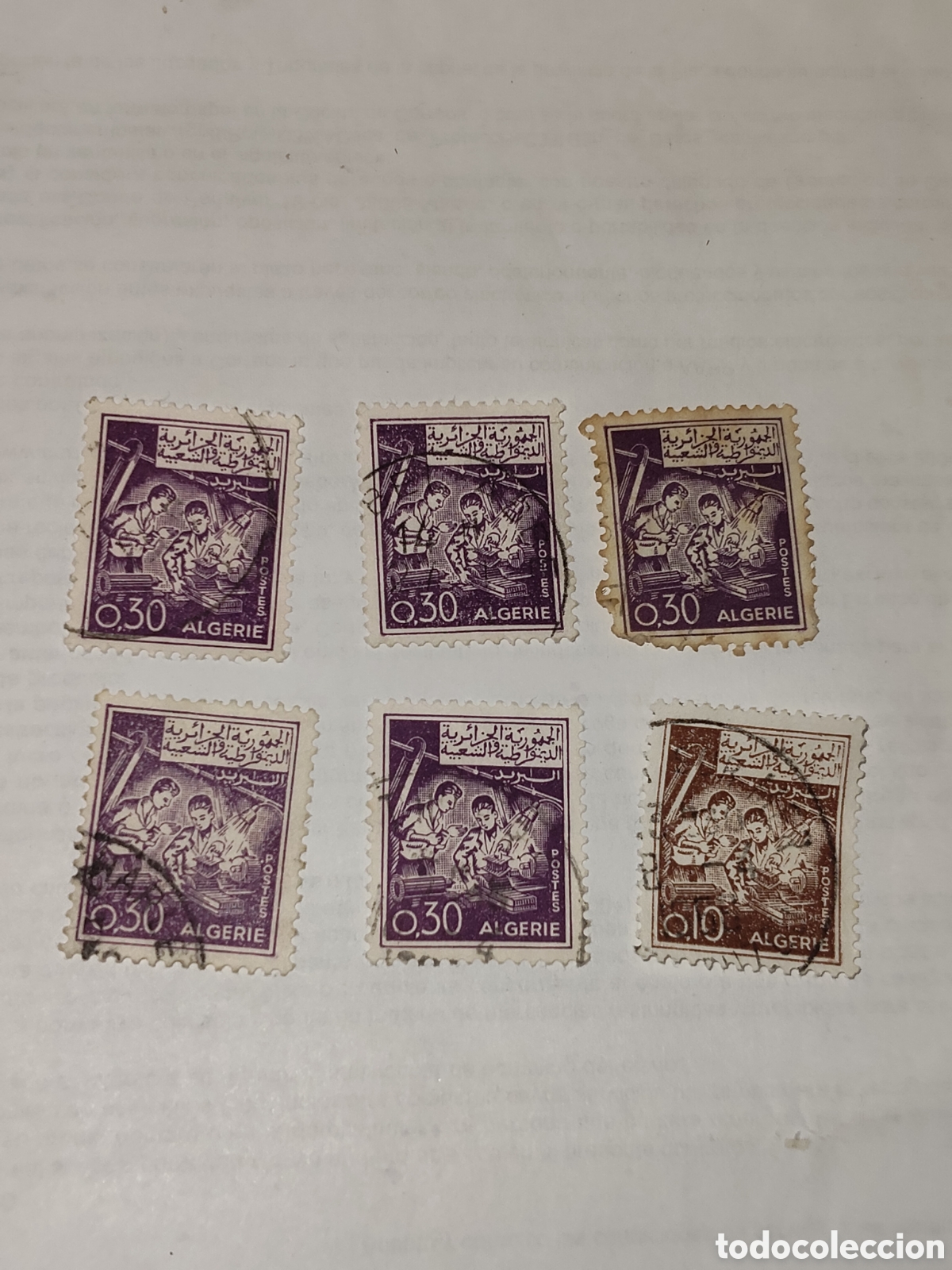 Sellos: 6 sellos de Algeria serie tem&aacute;tica dedicada al trabajo la industria y los oficios 1964