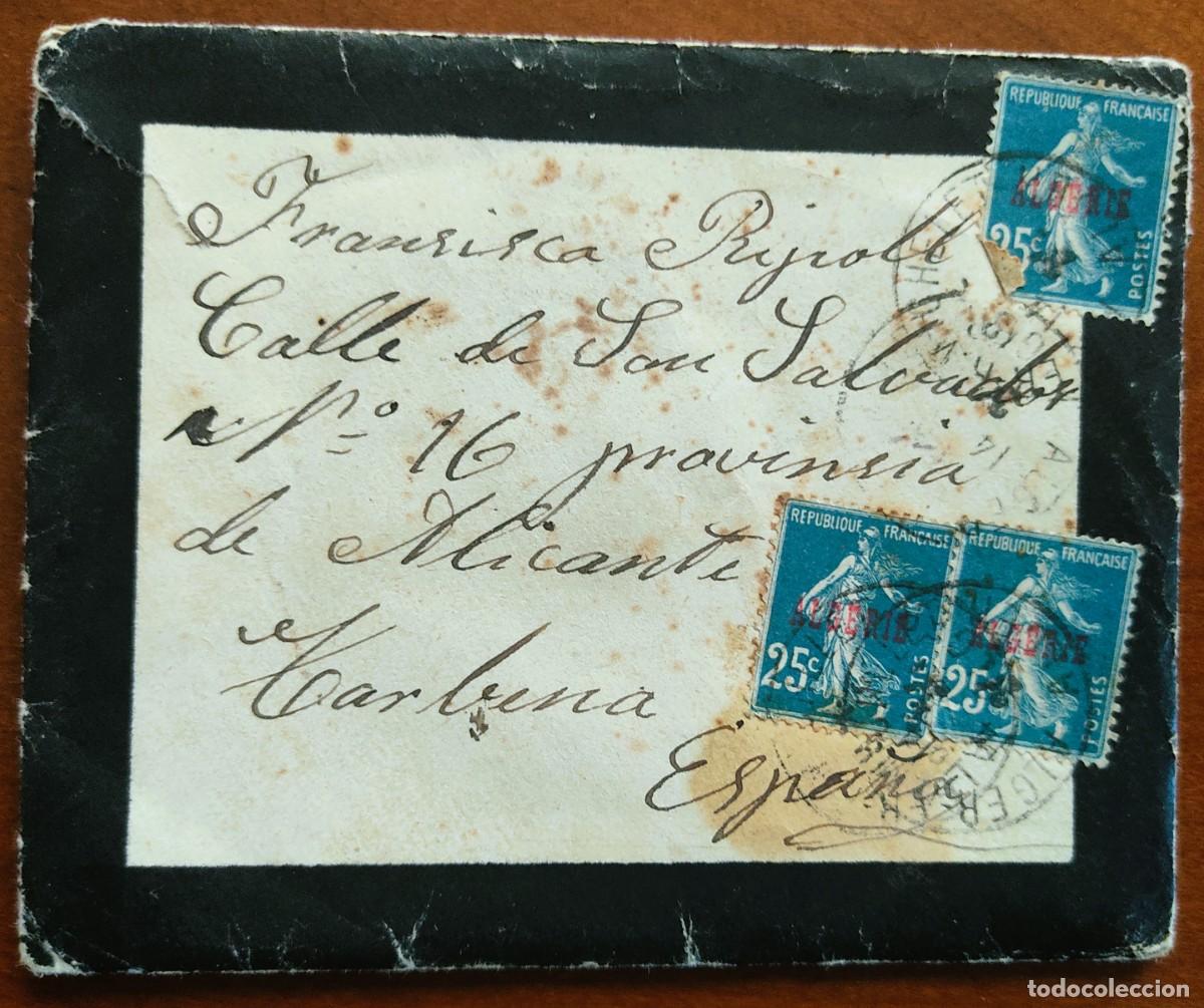 Sellos: CARTA CIRCULADA DESDE ARGELIA A T&Aacute;RBENA (ALICANTE) A&Ntilde;O 1924