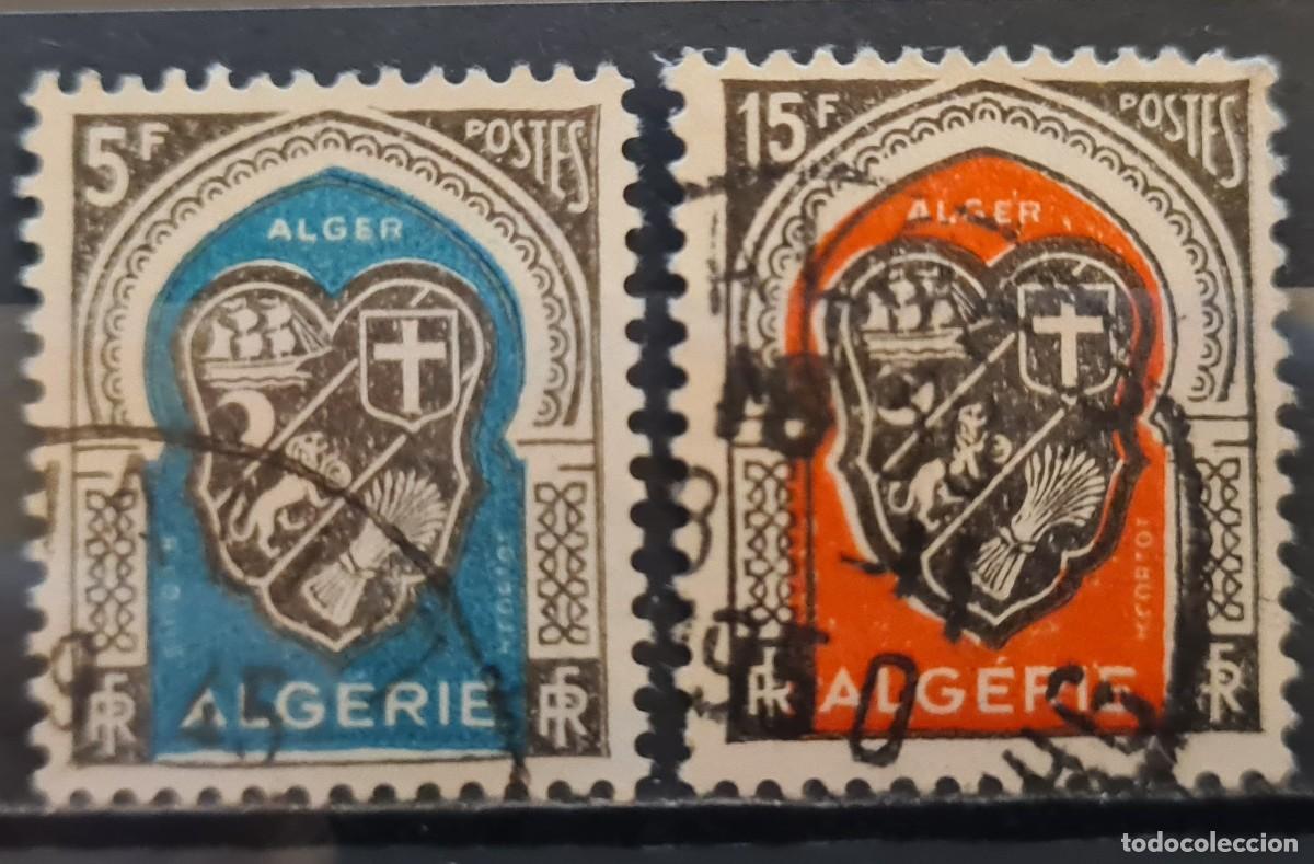 Sellos: Serie de sellos usados de Argelia 1948: escudos - tipos de 1947
