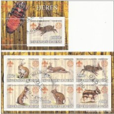 Sellos: BENIN 2002 2 SHEETS USED MNH FAUNA INSECTOS HARES LIEBRES LIEVRES LEBRES HASEN LEPRES WILDLIFE